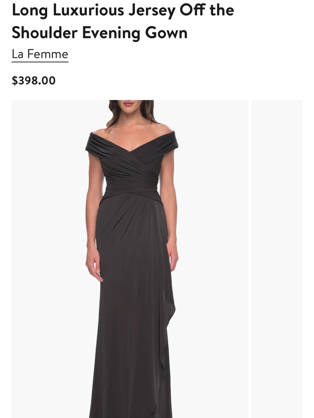 La Femme Black One-Shoulder Jersey Evening Gown